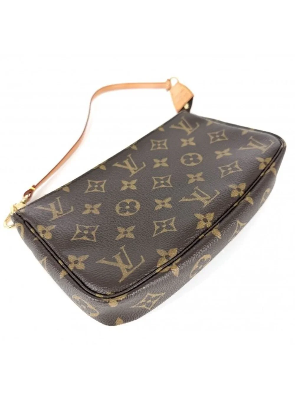 Louis Vuitton Big Handbag Pochette Soir Monogram Canvas Brown Gold